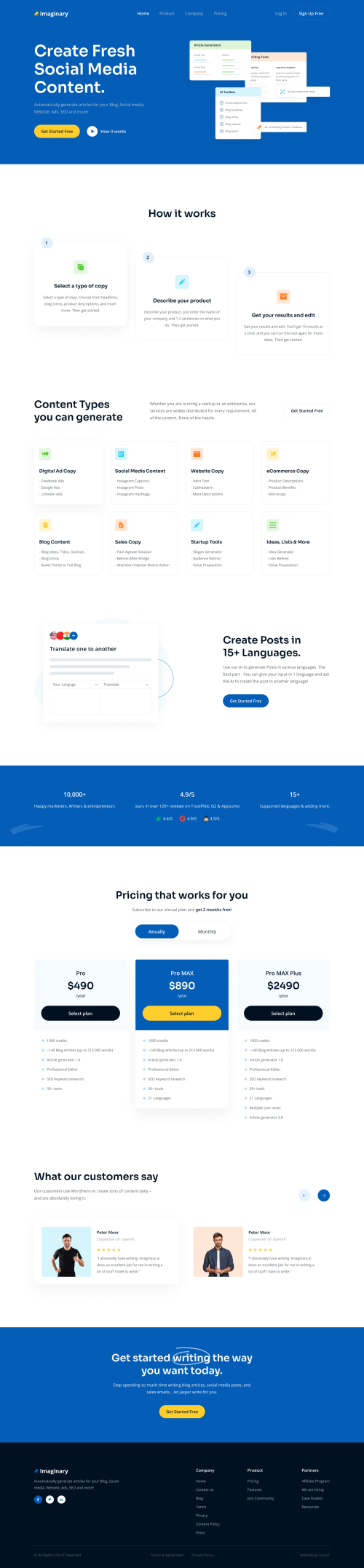 UIHut - Copywriting Tools Landing Page - Imaginary.ai - 19356