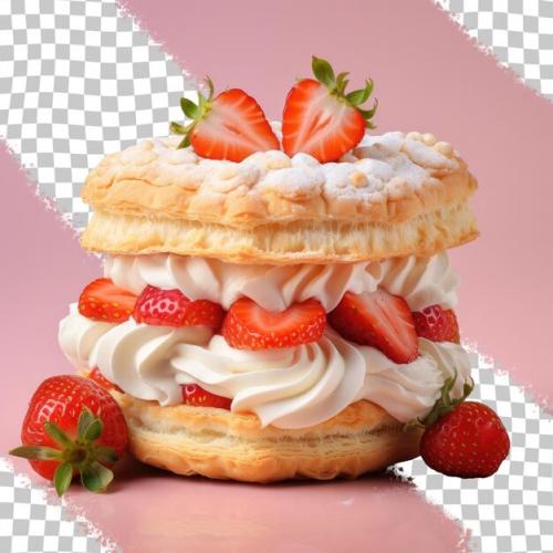 Cream And Strawberry Filled Biscuits Set Against A Transparent Background