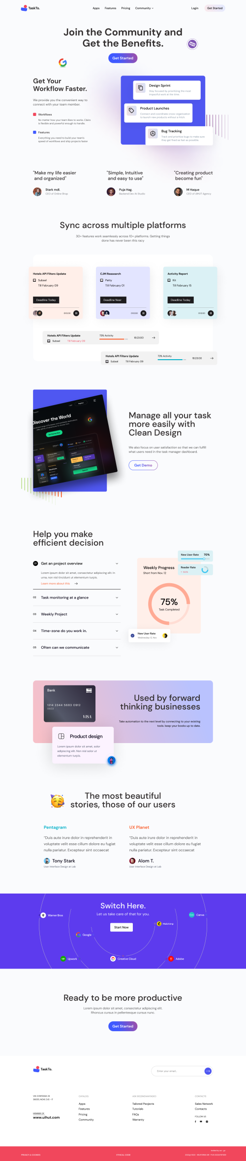 UIHut - Easy Task Management Website Design - TaskTo - 19367