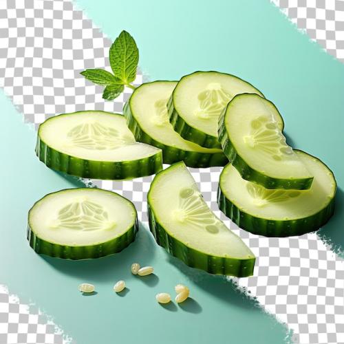 Cucumber Pieces Separated On A Transparent Background