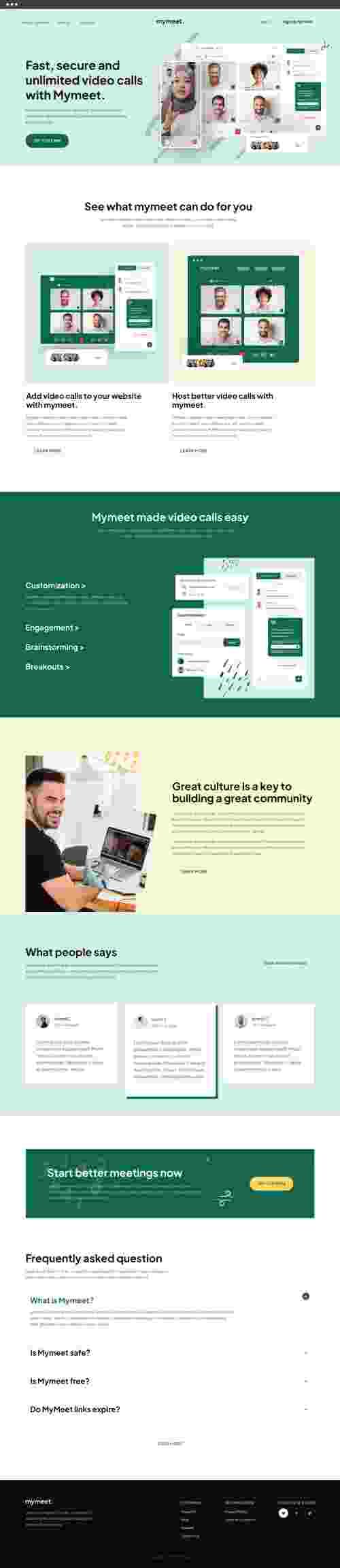 UIHut - Free Video Conference Landing Page - mymeet - 19506