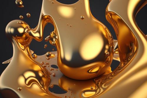 3D Liquid Golden Shiny Background