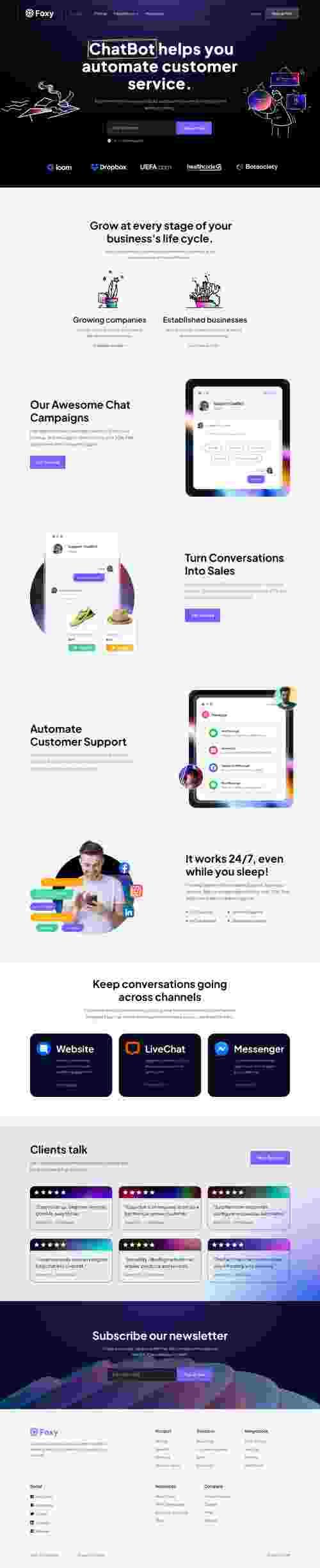 UIHut - Foxy UI Kit - Chatbot Website Design Template - 21971