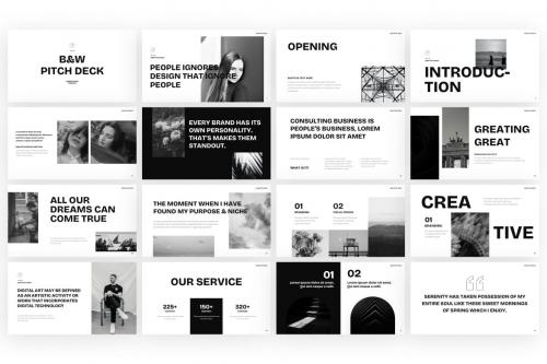 Pitch Deck Black & White PowerPoint Template