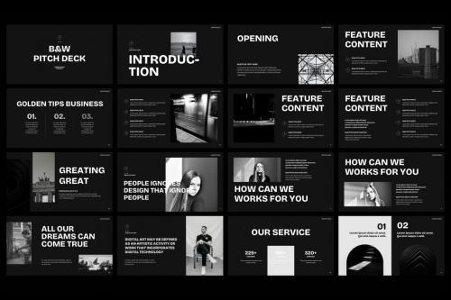 Pitch Deck Black & White PowerPoint Template