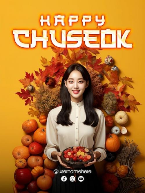 Happy Chuseok Printable Poster Design And Social Media Post