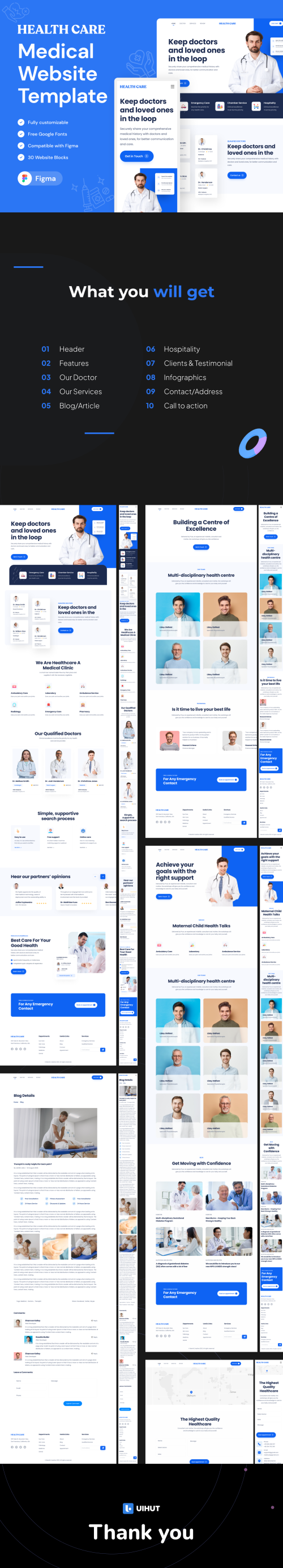 UIHut - Medical Healthcare Website UI Design Template - 24139