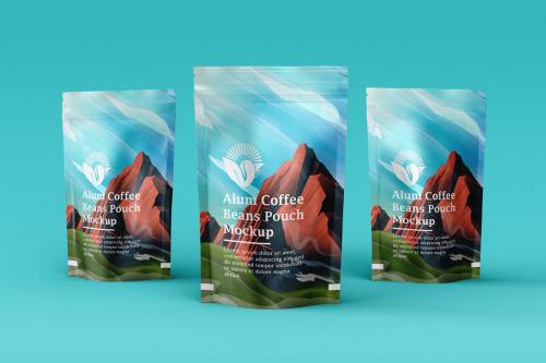 Deeezy - Aluminum Coffee Pouch Pack Mockup with illustrative Packaging Design