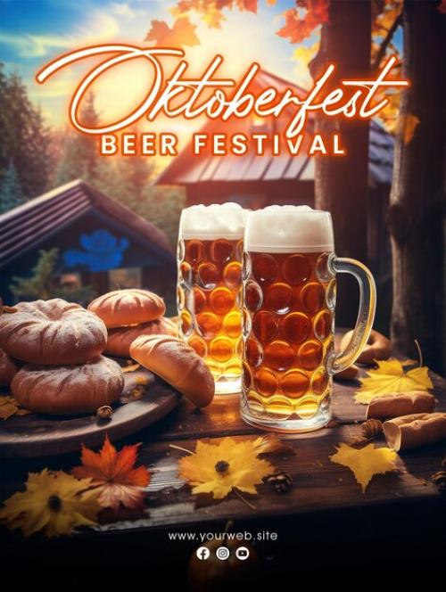 Oktoberfest Beer Festival Social Media Post Poster Design