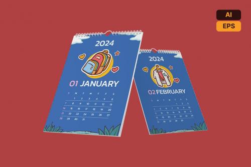 2024 Calendar Flyer Ai & EPS Template