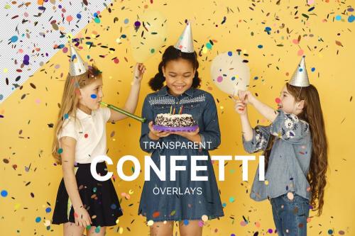 20 Transparent Colourful Confetti Overlays