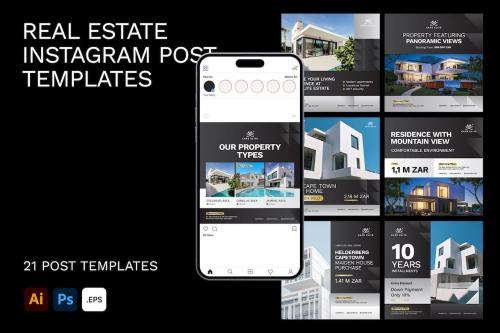 Black Gold Real Estate Instagram Post Templates