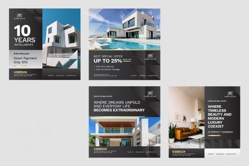 Black Gold Real Estate Instagram Post Templates