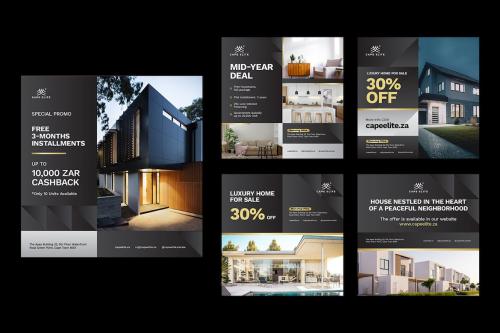 Black Gold Real Estate Instagram Post Templates