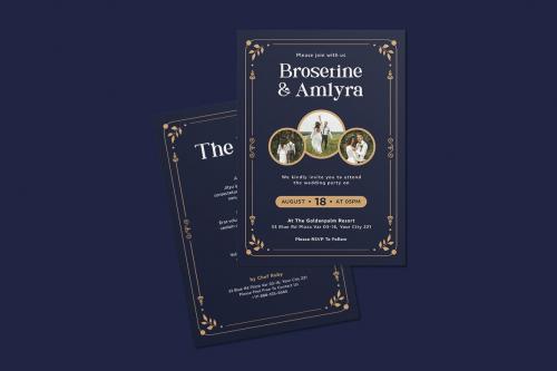 Golden Artdeco Wedding Invitation Template