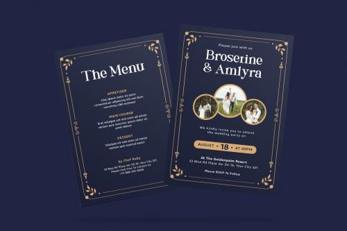 Golden Artdeco Wedding Invitation Template