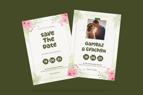 Painted Floral Wedding Invitation Template