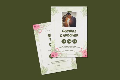 Painted Floral Wedding Invitation Template
