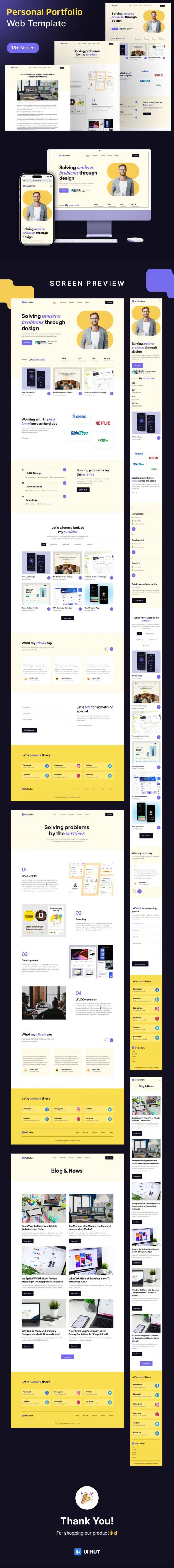 UIHut - Personal Portfolio Website Design Template - 25485