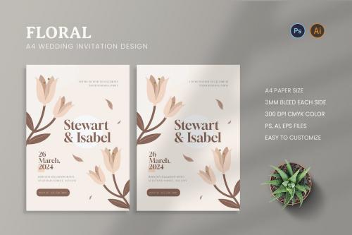 Pastel Floral Wedding Invitation