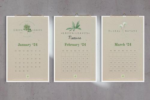 Organic Plants Wall Calendar 2024 Template