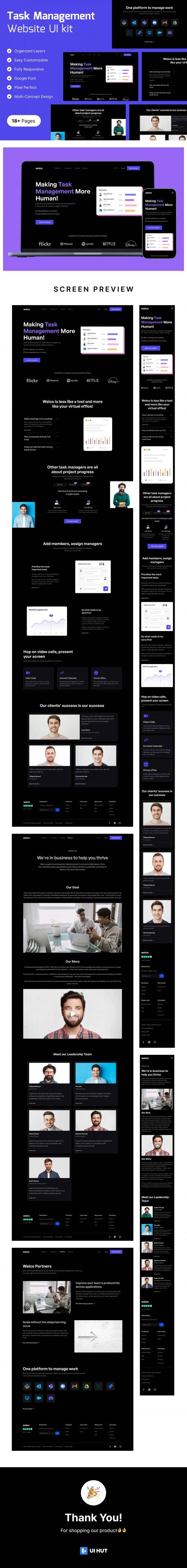 UIHut - Task Management Website UI kit - 25697
