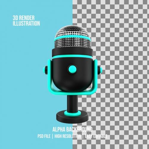 3d Render Microphone Illustration