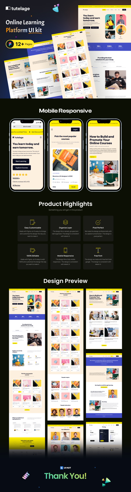 UIHut - Online Learning Platform UI Kit - 25207