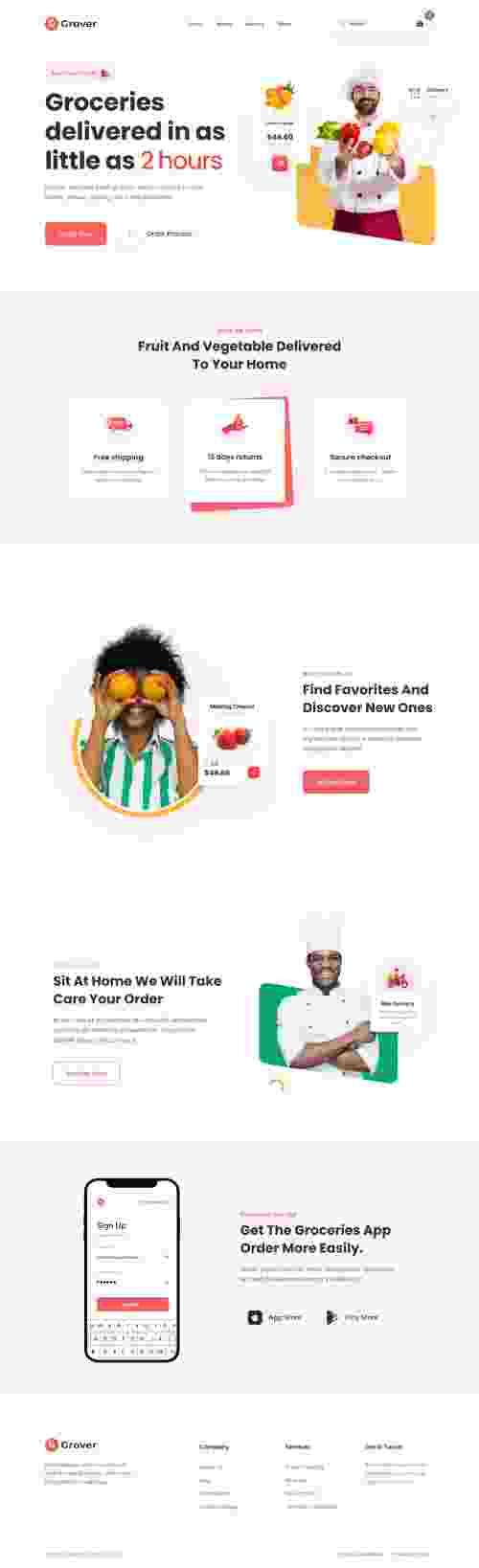 UIHut - Grover Grocery Food Delivery Website - 10940