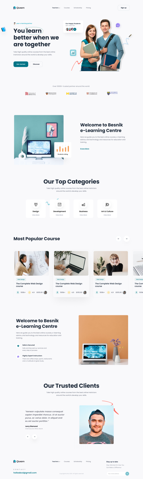 UIHut - QLearn Education Platform Landing Page - 11072