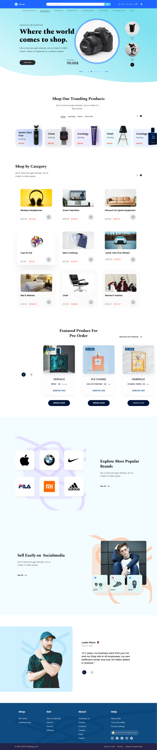 UIHut - SnipShop eCommerce Landing Page - 12098