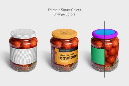 Deeezy - Clear Glass Jar with Tomatoes Mockup