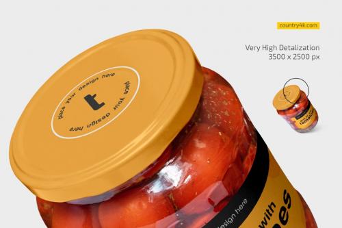 Deeezy - Clear Glass Jar with Tomatoes Mockup