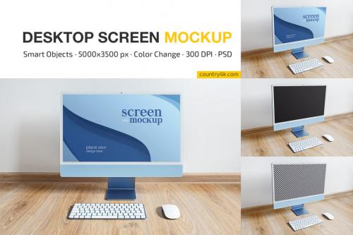 Deeezy - iMac 2021 Blue Mockup Set