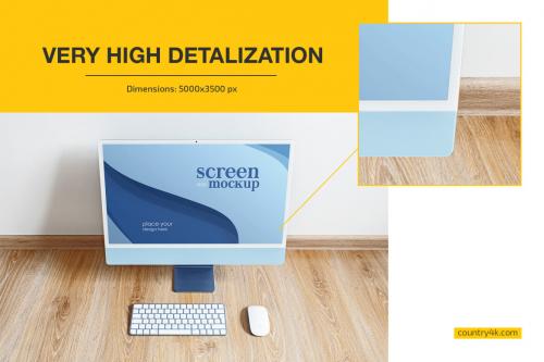 Deeezy - iMac 2021 Blue Mockup Set