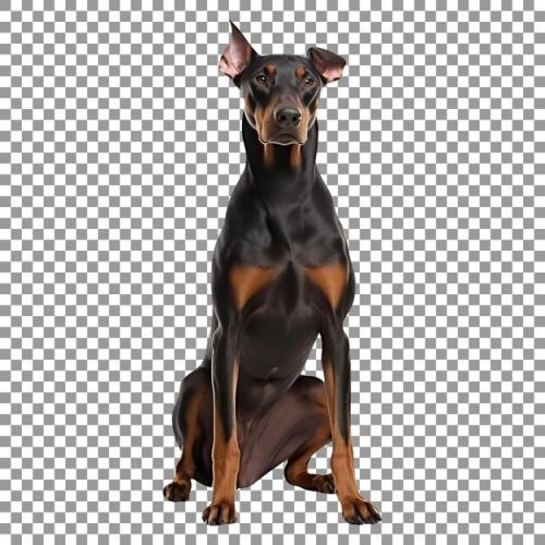 Cute Little Doberman Dog Breed Isolated On A Transparent Background