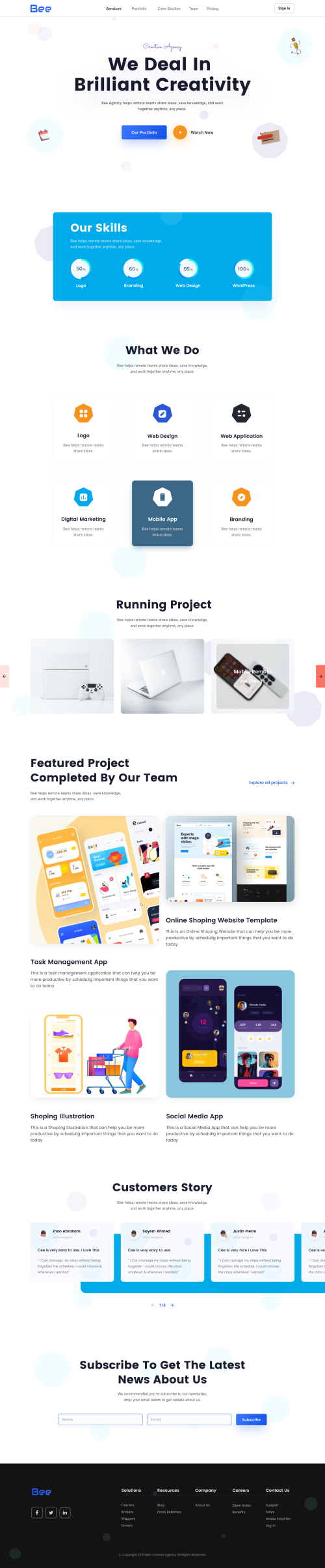 UIHut - Bee Creative Agency Landing Page - 12117