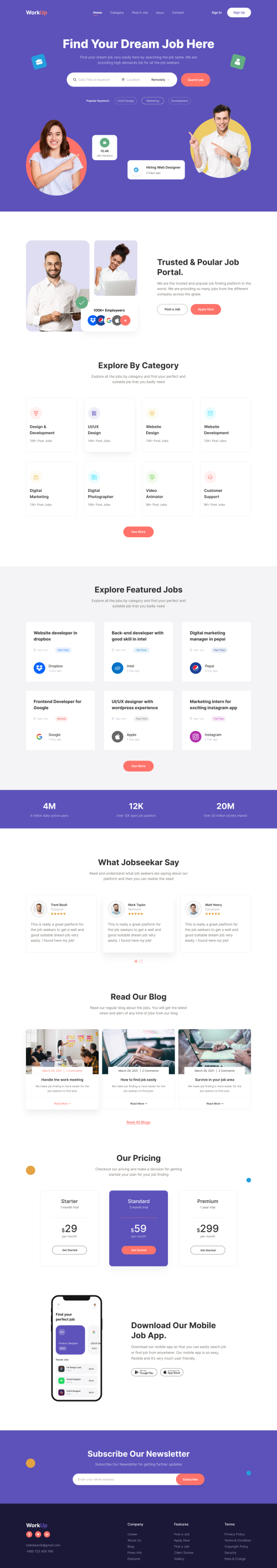 UIHut - Job Portal Landing Page - WorkUp - 12124