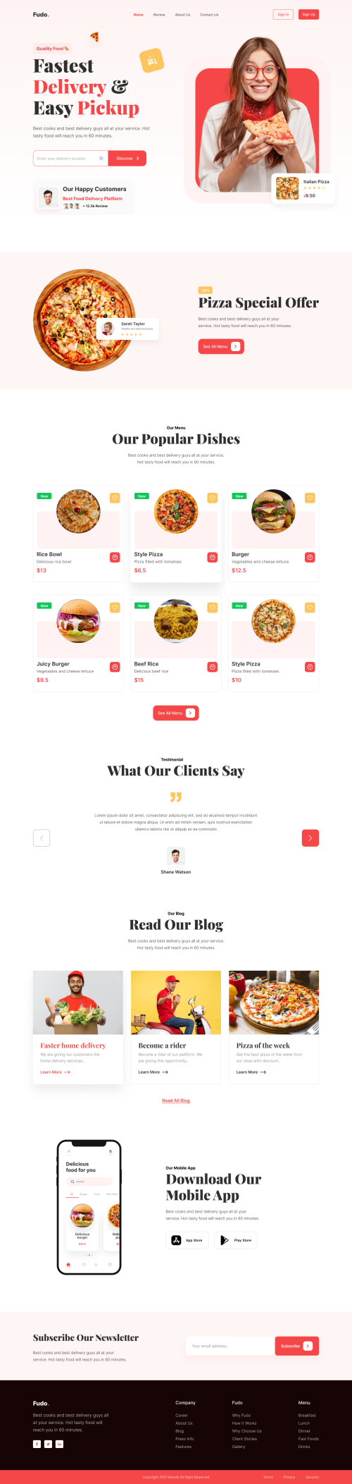 UIHut - Fudo Food Delivery Landing Page - 12135