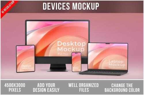 Deeezy - Devices Mockup with Phone Computer Laptop and Tablet