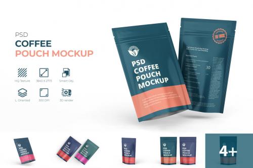 Deeezy - Glossy Coffee Pouch Packaging Mockups Zipper Bag