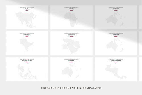 World Continents Map PowerPoint Infographic