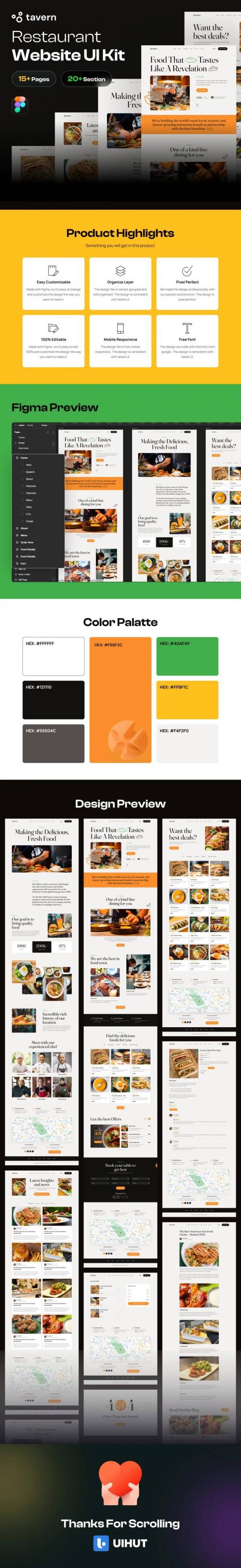 UIHut - Restaurant Website Template UI Kit - 25724