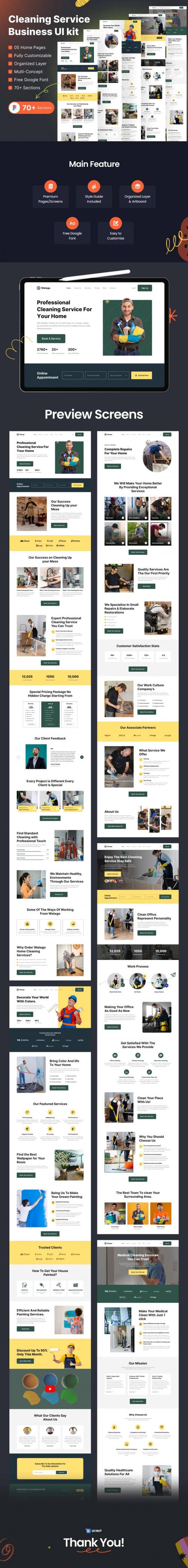 UIHut - Cleaning Service UI kit Design - 25739