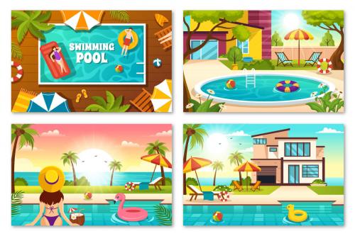 Deeezy - 20 Swimming Pool Vector Illustration