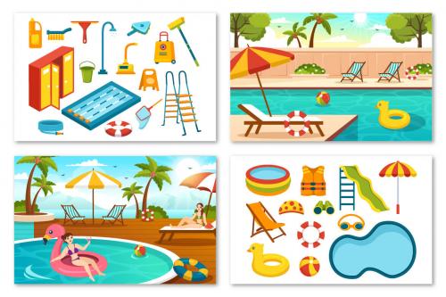 Deeezy - 20 Swimming Pool Vector Illustration