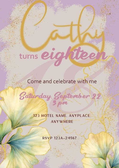 18 Birthday Debut Party Invitation Abstract Pink Colorful Design