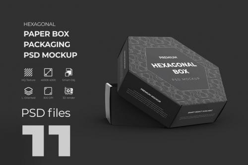 Deeezy - Hexagonal Paper Box Packaging PSD Mockup