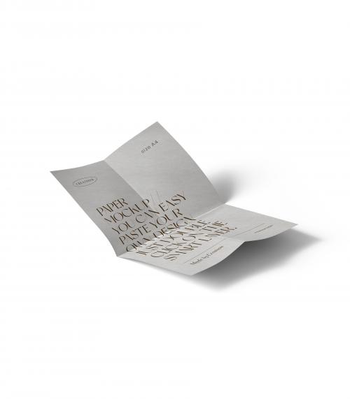 Creatoom -  Folded Paper Size A4 Mockup V12 Isometric