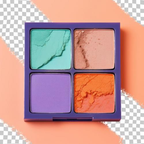 Neon Eye Shadow Palette In Vibrant Colors On Transparent Background